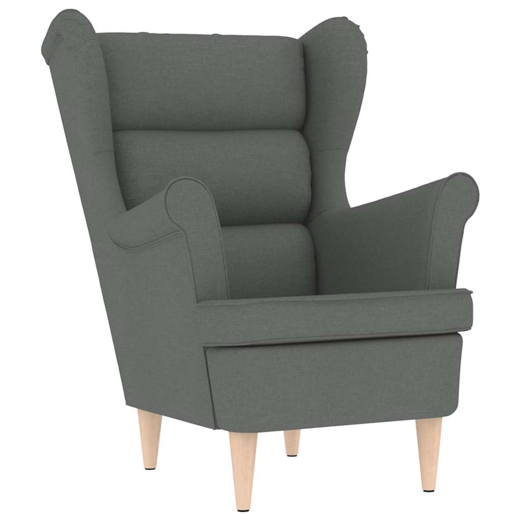 vidaXL Fauteuil avec repose-pieds Gris foncé Tissu