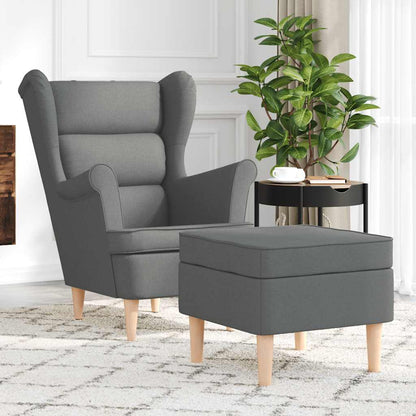 vidaXL Fauteuil avec repose-pieds Gris foncé Tissu