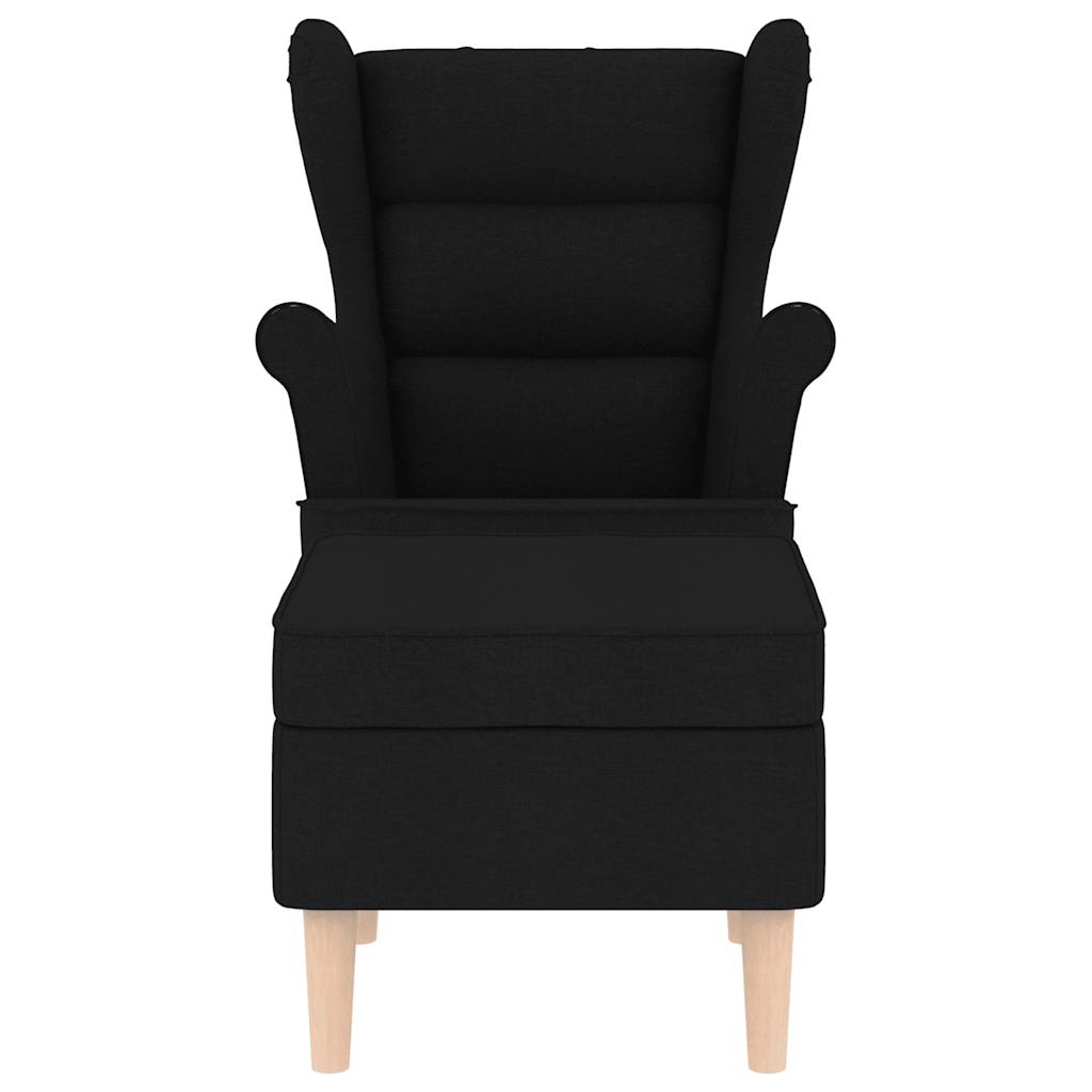 vidaXL Fauteuil avec repose-pieds Noir Tissu