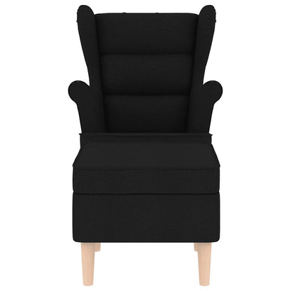 vidaXL Fauteuil avec repose-pieds Noir Tissu