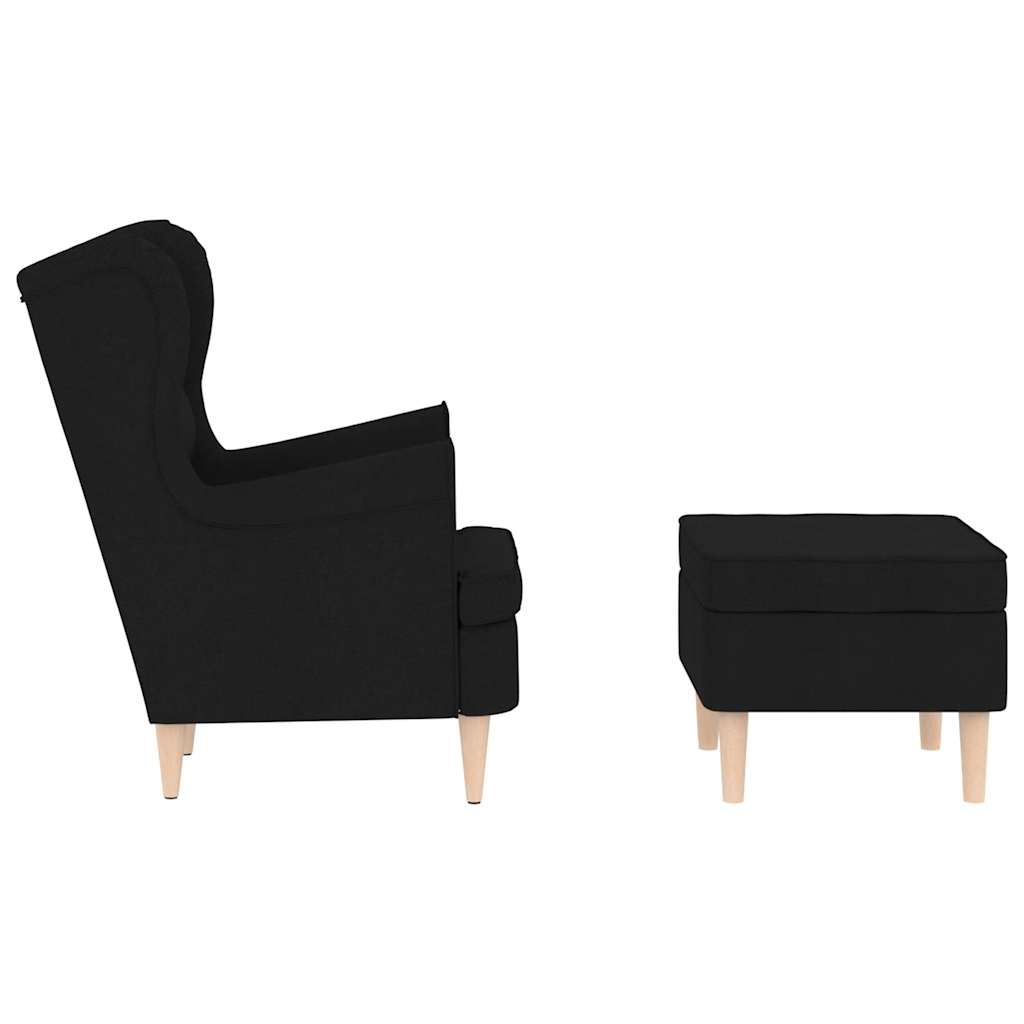 vidaXL Fauteuil avec repose-pieds Noir Tissu