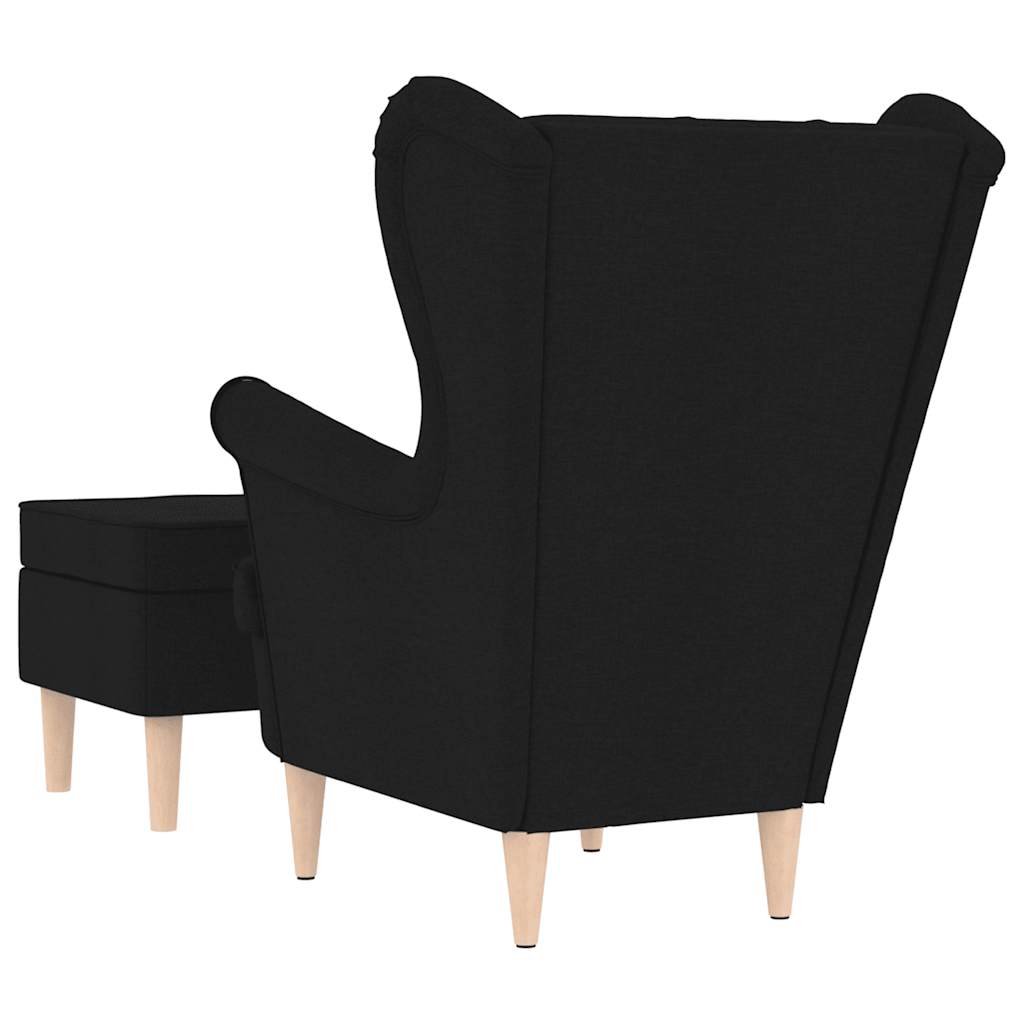 vidaXL Fauteuil avec repose-pieds Noir Tissu