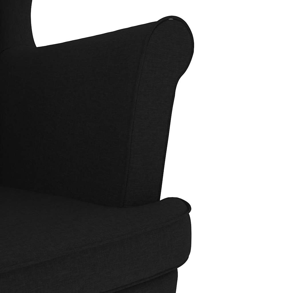 vidaXL Fauteuil avec repose-pieds Noir Tissu