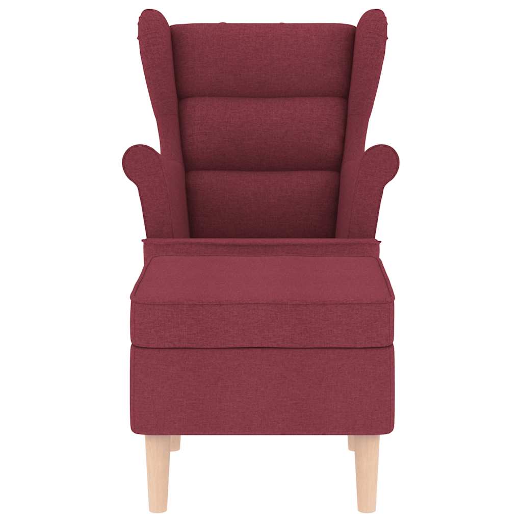 vidaXL Sessel mit Fußhocker Weinrot Stoff
