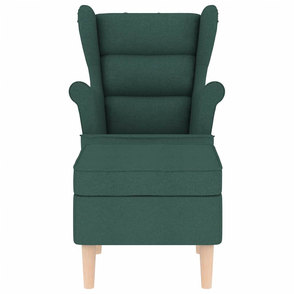vidaXL Fauteuil avec repose-pieds Tissu Vert foncé
