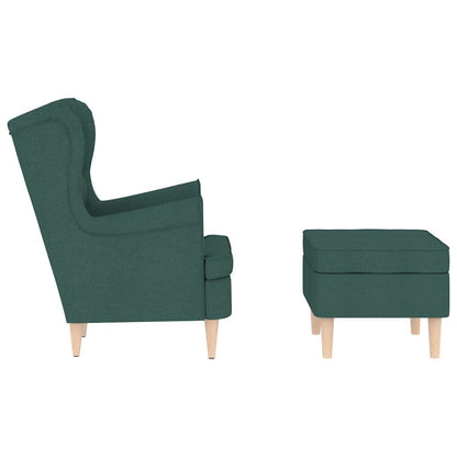 vidaXL Fauteuil avec repose-pieds Tissu Vert foncé