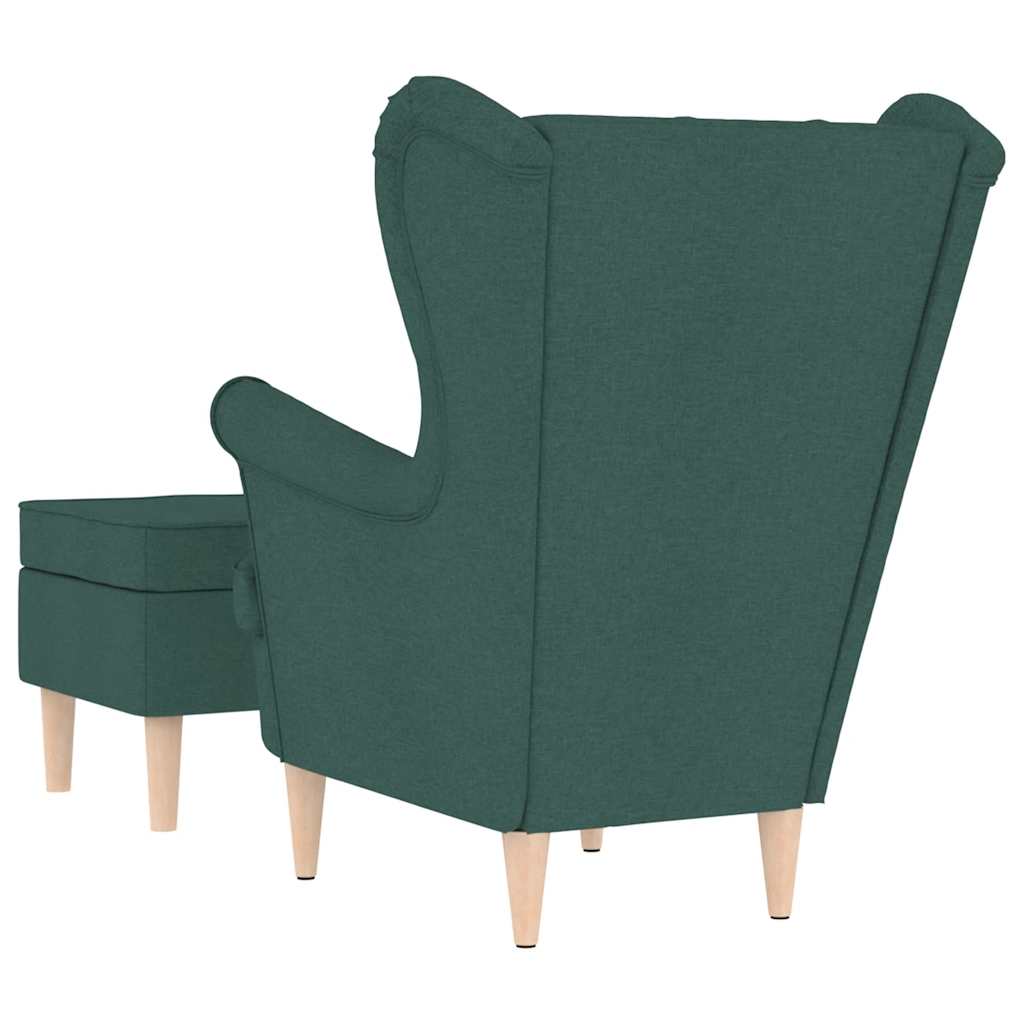 vidaXL Fauteuil avec repose-pieds Tissu Vert foncé