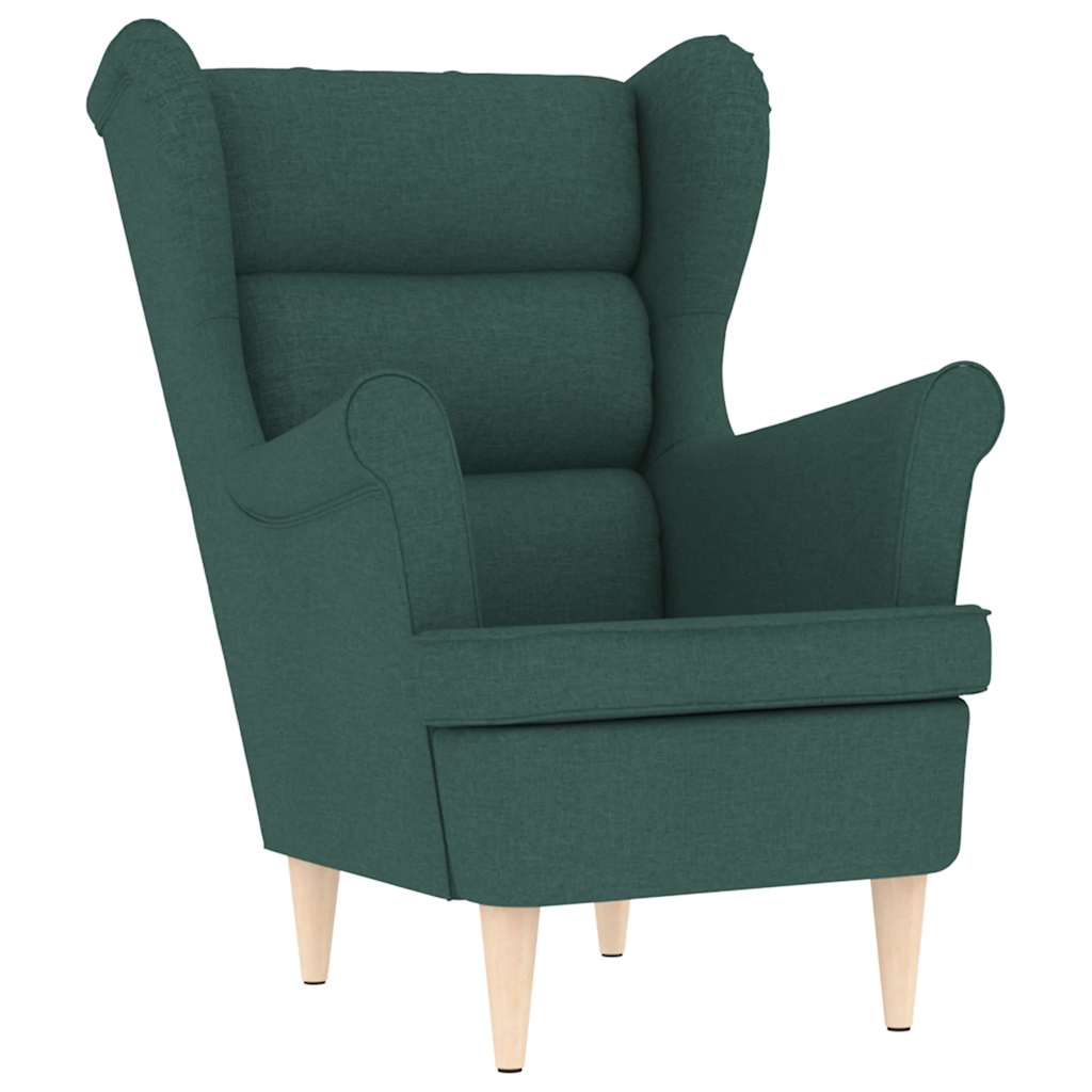 vidaXL Fauteuil avec repose-pieds Tissu Vert foncé