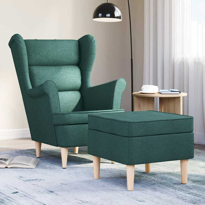 vidaXL Fauteuil avec repose-pieds Tissu Vert foncé