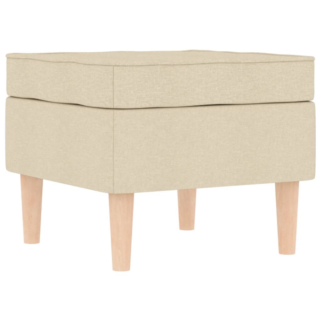 Sessel mit Fußhocker Creme Stoff