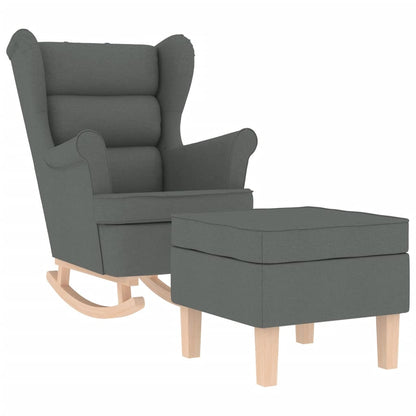 vidaXL Fauteuil à bascule avec repose-pieds Tissu gris foncé