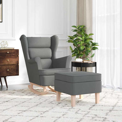 vidaXL Fauteuil à bascule avec repose-pieds Tissu gris foncé
