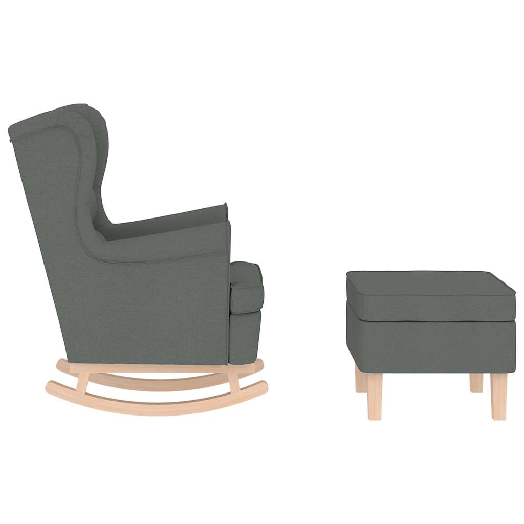vidaXL Fauteuil à bascule avec repose-pieds Tissu gris foncé