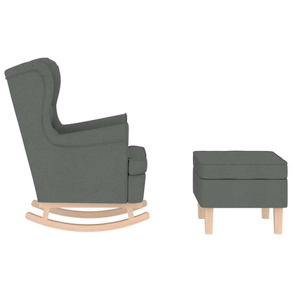 vidaXL Fauteuil à bascule avec repose-pieds Tissu gris foncé