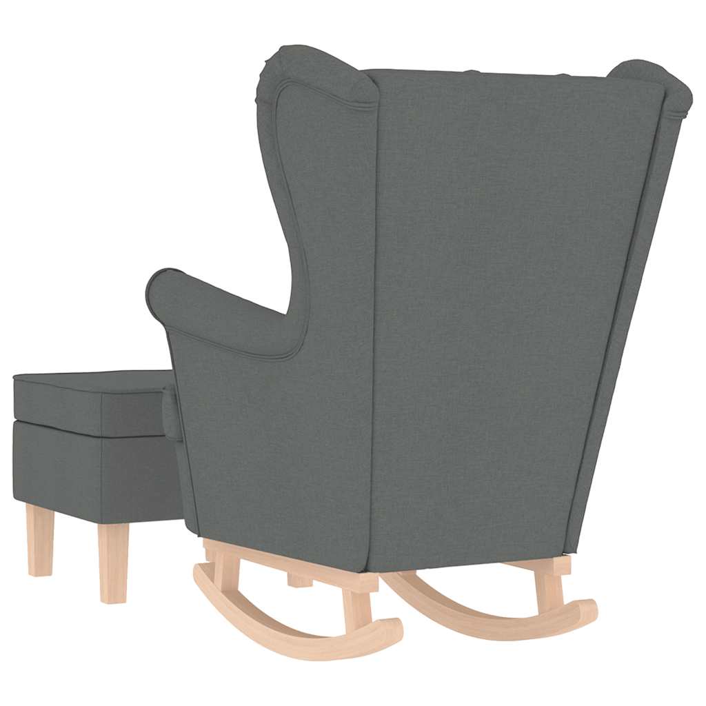 vidaXL Fauteuil à bascule avec repose-pieds Tissu gris foncé