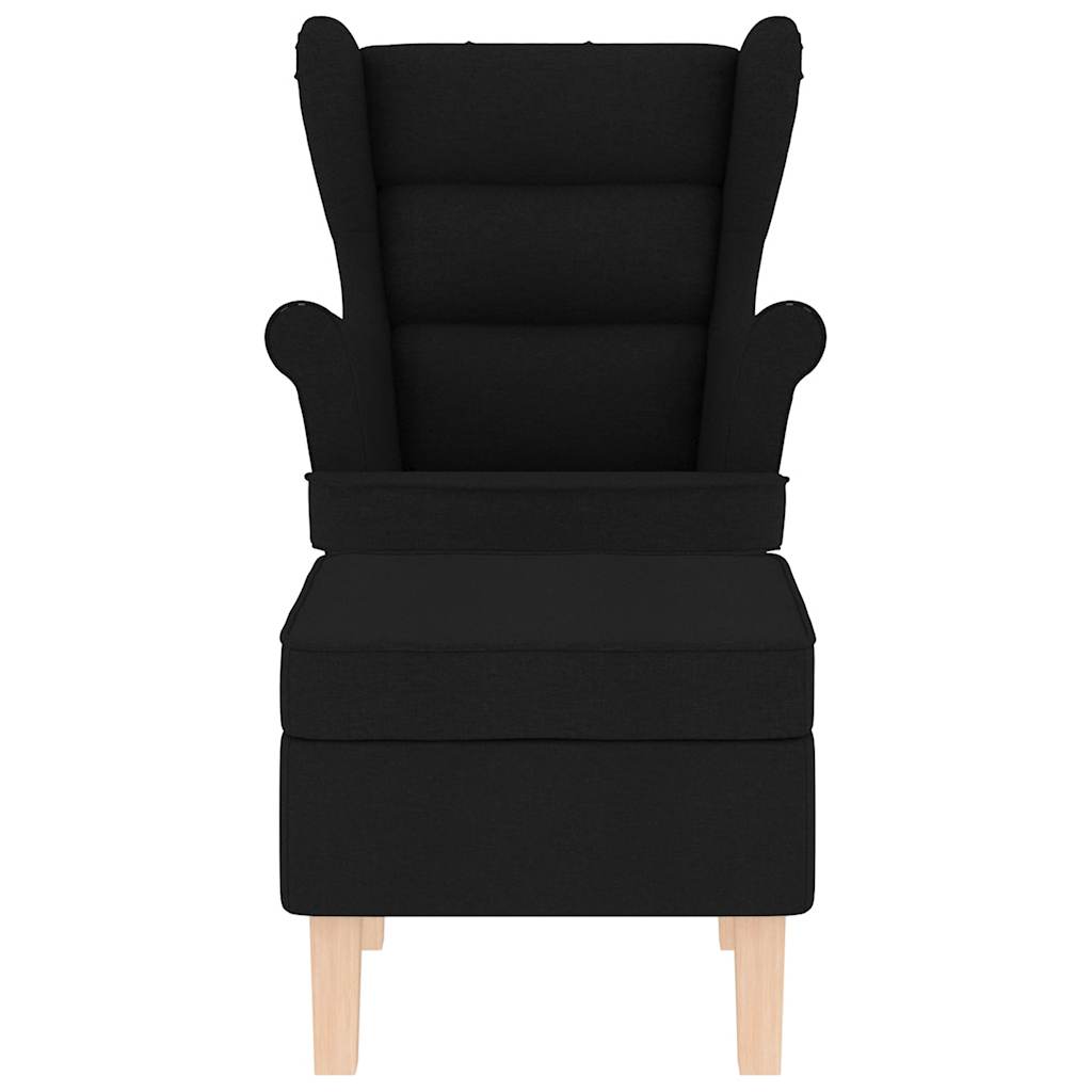 vidaXL Schaukelstuhl mit Fußhocker Schwarz Stoff