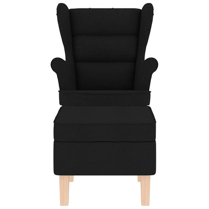 vidaXL Schaukelstuhl mit Fußhocker Schwarz Stoff