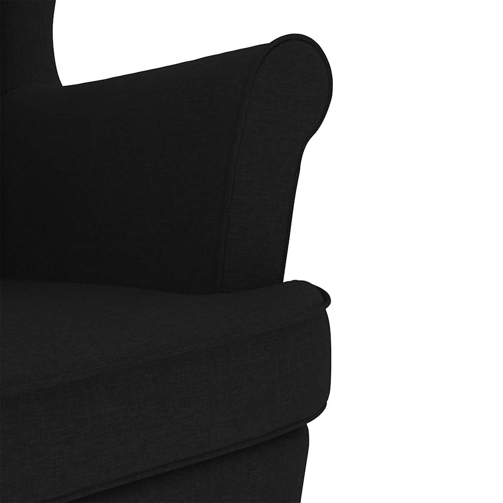 vidaXL Schaukelstuhl mit Fußhocker Schwarz Stoff