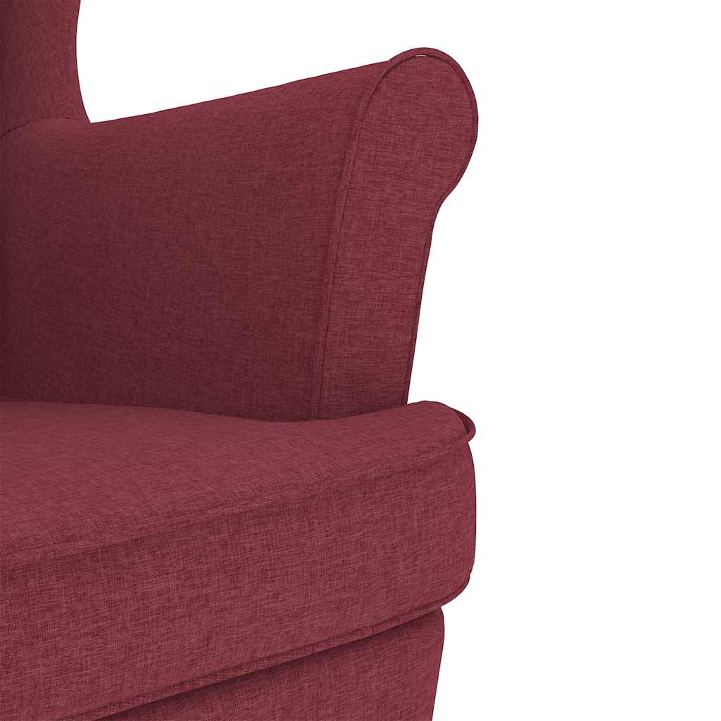 vidaXL Schaukelstuhl mit Fußhocker Weinrot Stoff