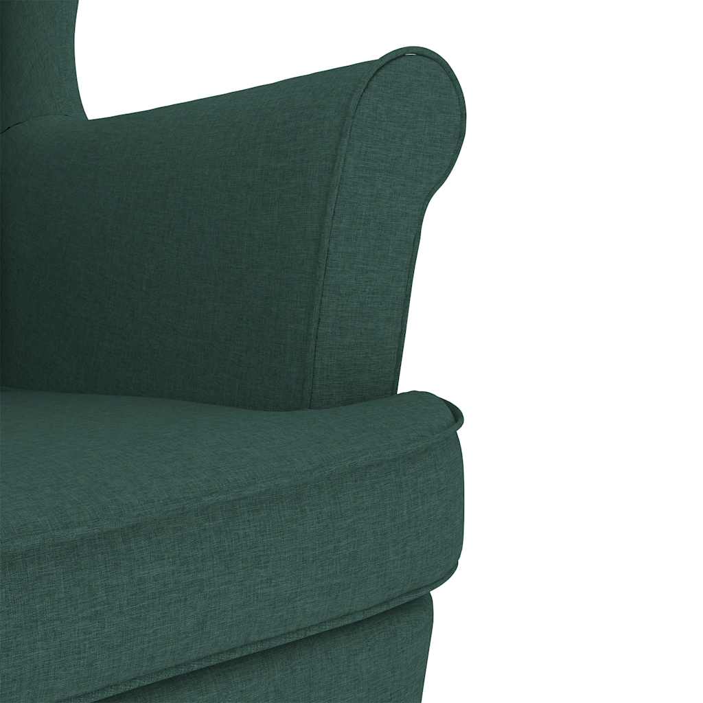 vidaXL Schaukelstuhl mit Fußhocker Dunkelgrün Stoff