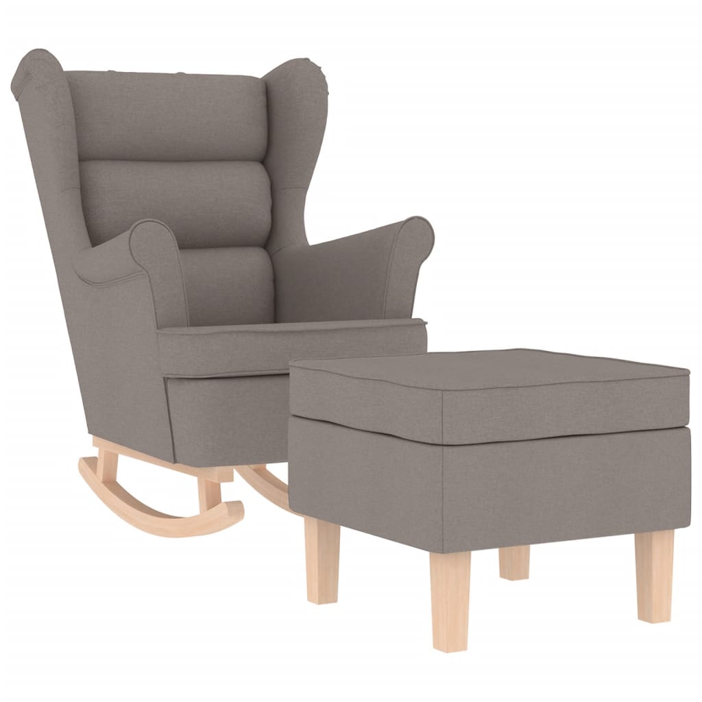 vidaXL Schaukelstuhl mit Fußhocker Taupe Stoff