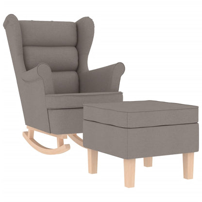 vidaXL Schaukelstuhl mit Fußhocker Taupe Stoff