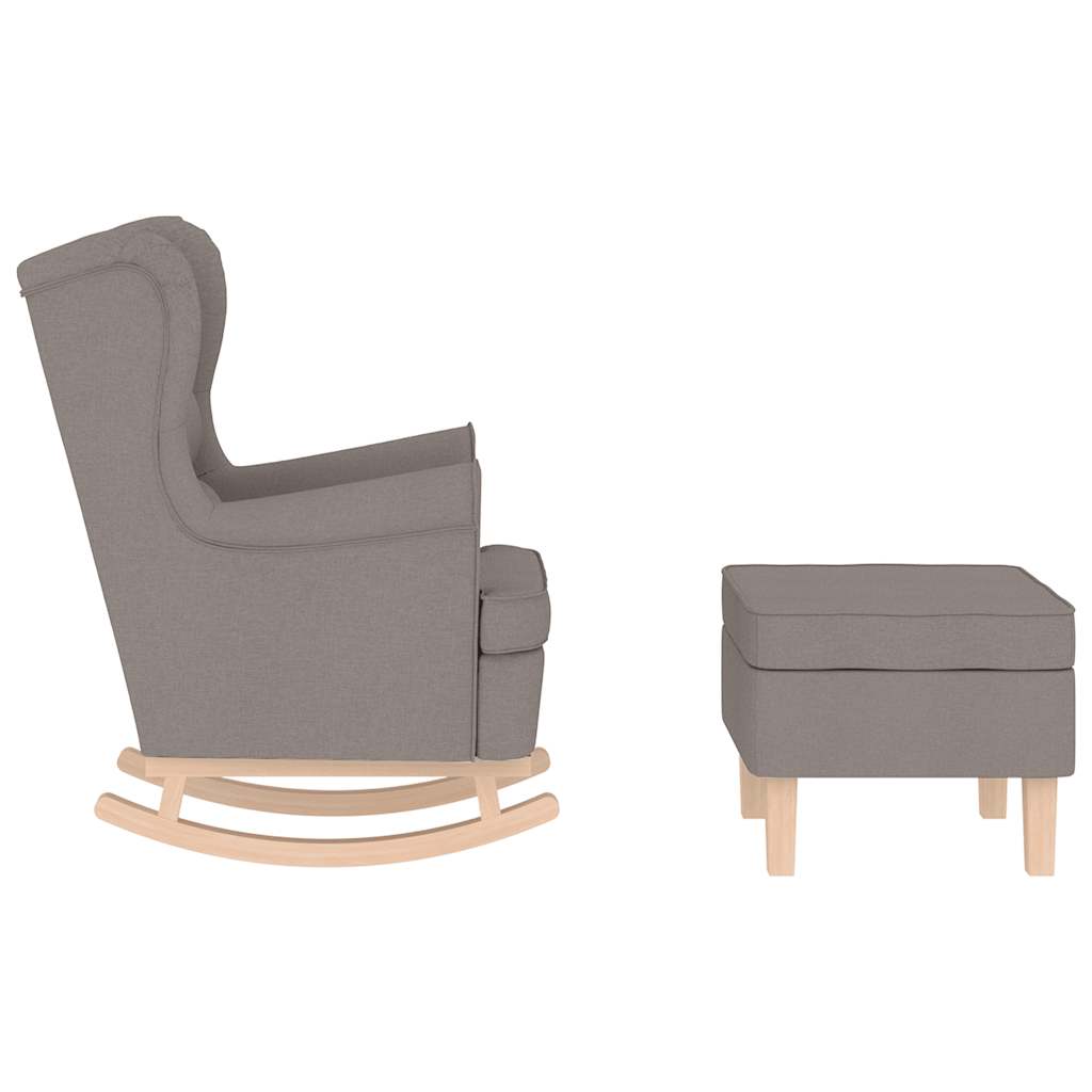 vidaXL Schaukelstuhl mit Fußhocker Taupe Stoff