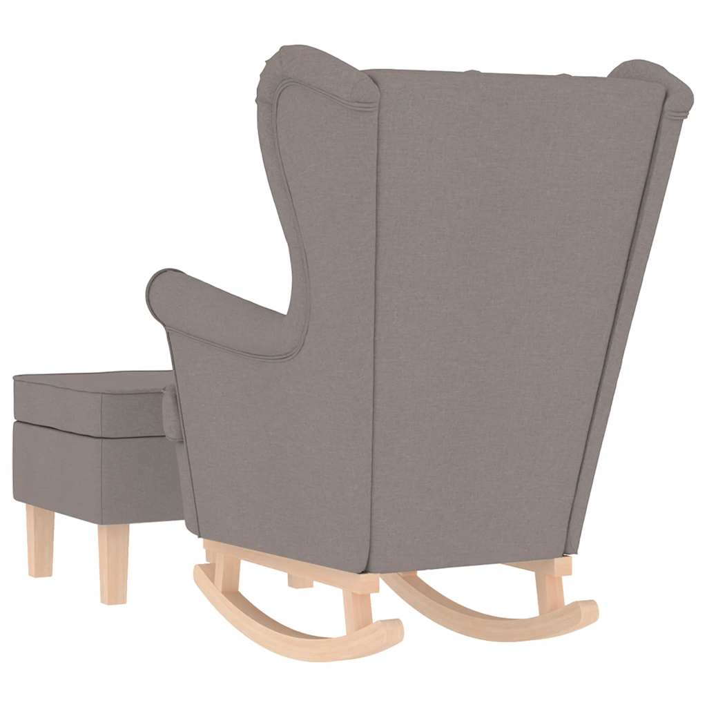 vidaXL Schaukelstuhl mit Fußhocker Taupe Stoff