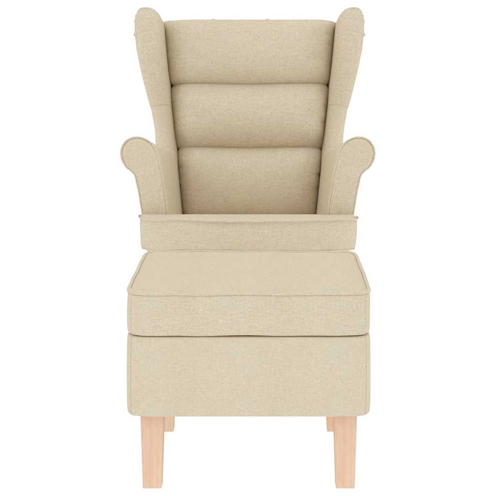 vidaXL Schaukelstuhl mit Fußhocker Creme Stoff