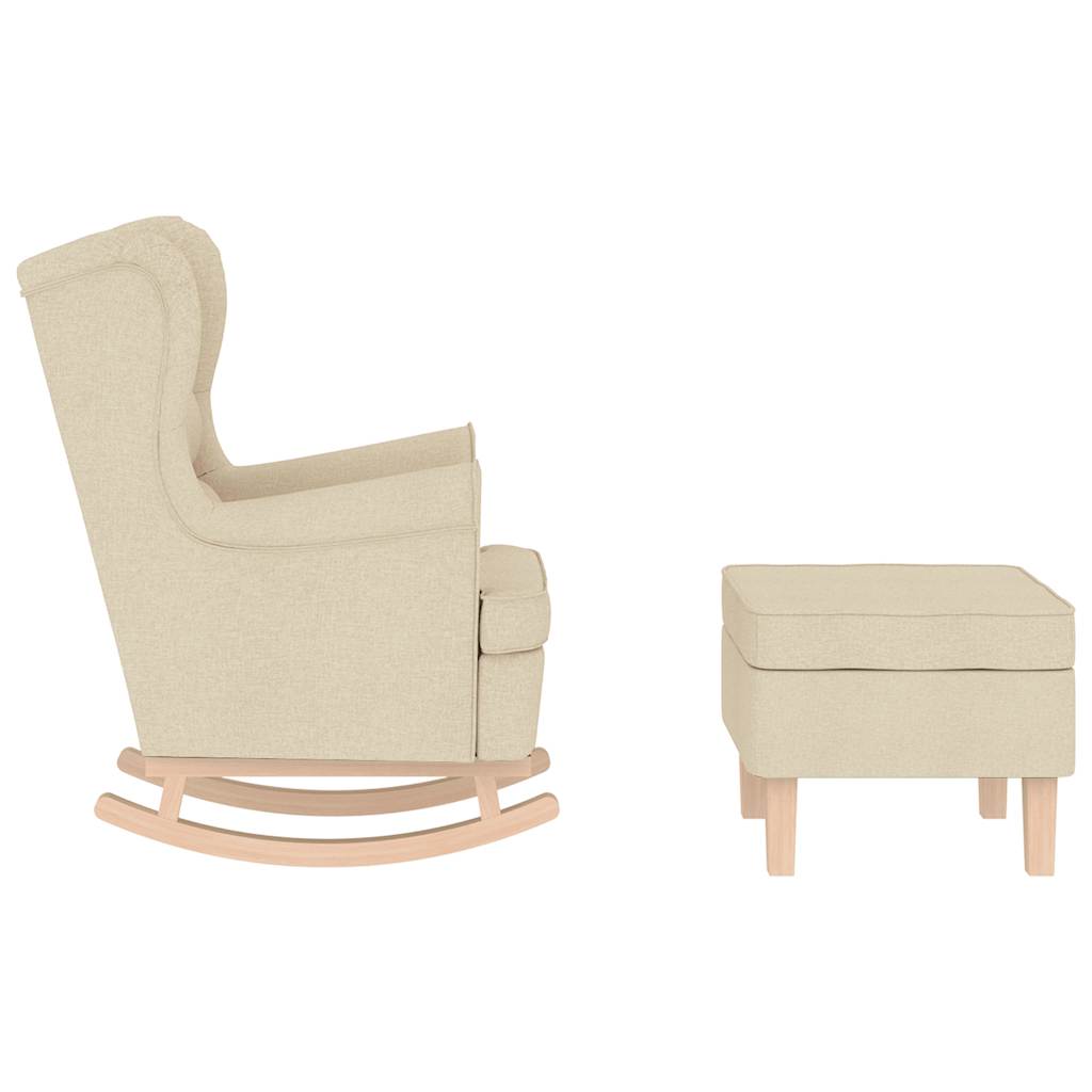 vidaXL Schaukelstuhl mit Fußhocker Creme Stoff