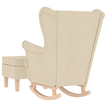vidaXL Schaukelstuhl mit Fußhocker Creme Stoff