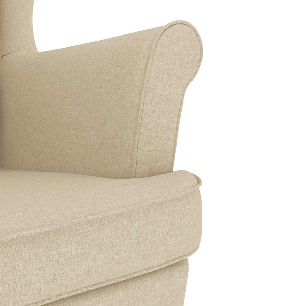 vidaXL Schaukelstuhl mit Fußhocker Creme Stoff