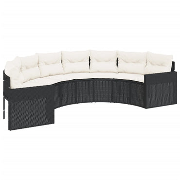 vidaXL Canapé de jardin semi-circulaire avec coussins en résine tressée noir