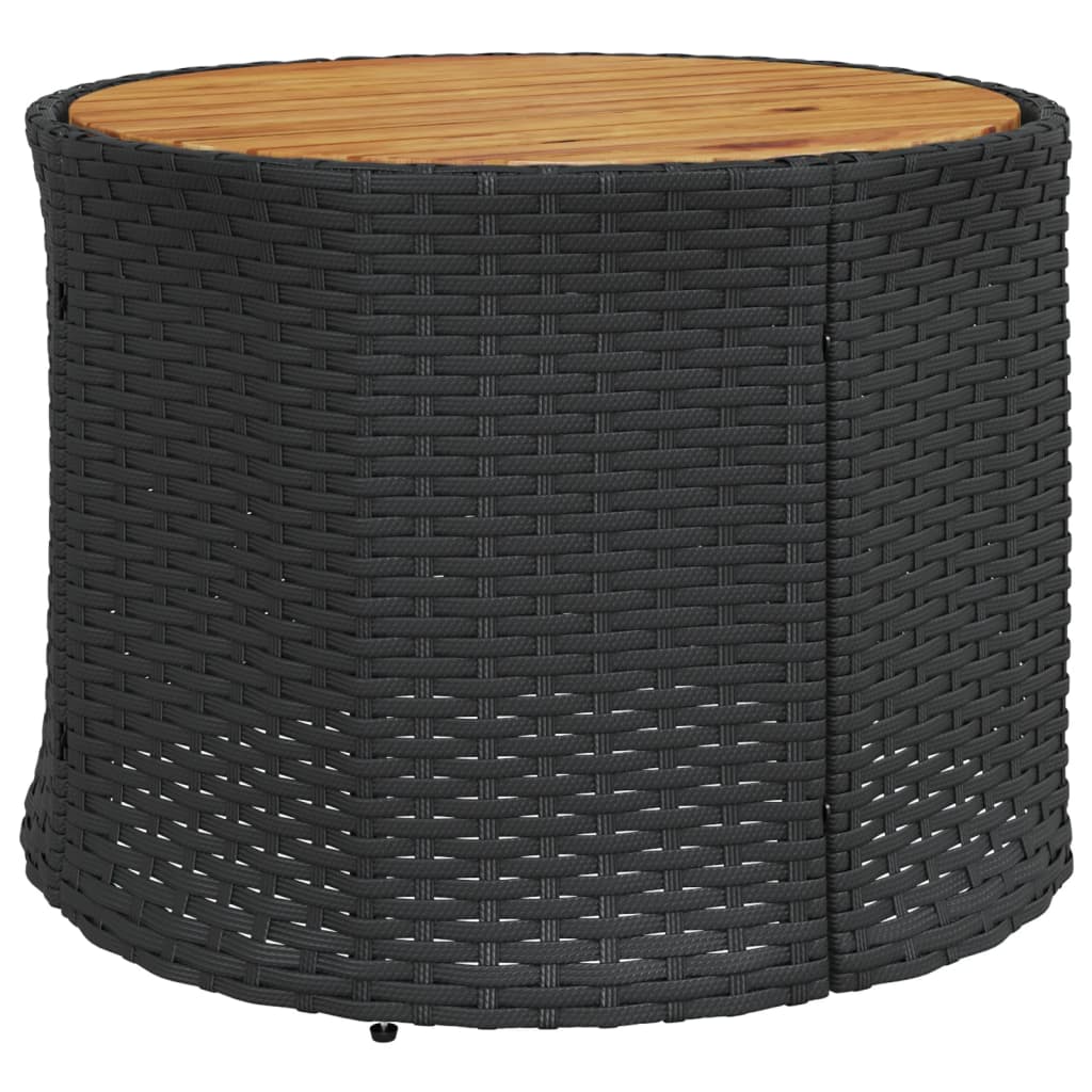 vidaXL Gartensofa mit Tisch und Kissen Halbrund Schwarz Poly-Rattan