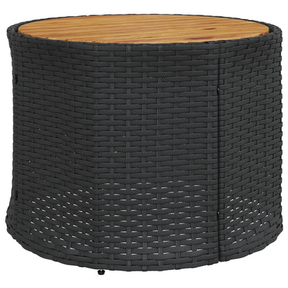 vidaXL Gartensofa mit Tisch und Kissen Halbrund Schwarz Poly-Rattan
