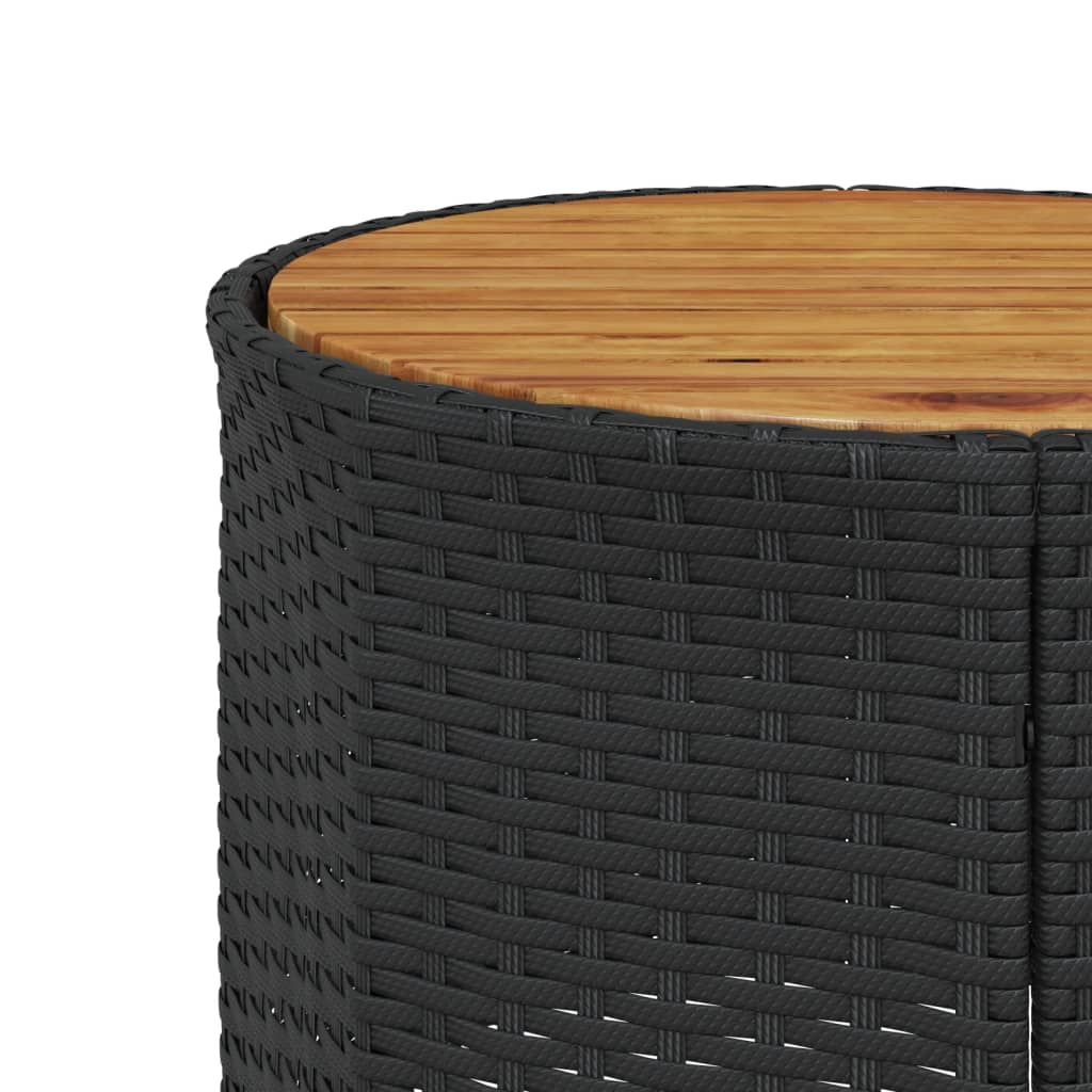 vidaXL Gartensofa mit Tisch und Kissen Halbrund Schwarz Poly-Rattan