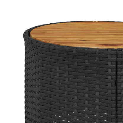 vidaXL Gartensofa mit Tisch und Kissen Halbrund Schwarz Poly-Rattan
