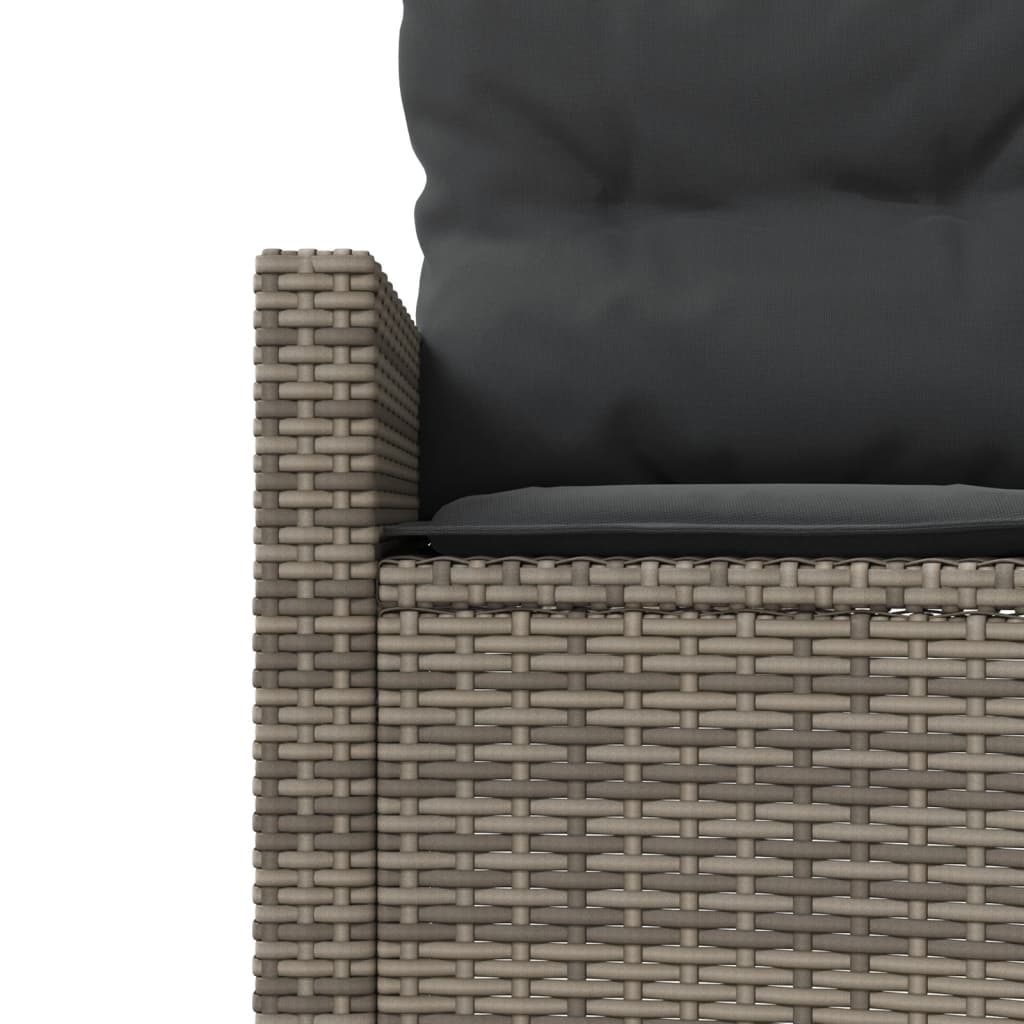 vidaXL Canapé de jardin rond avec coussins gris en résine tressée