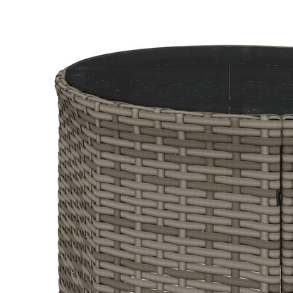vidaXL Gartensofa mit Tisch und Kissen Rund Grau Poly Rattan
