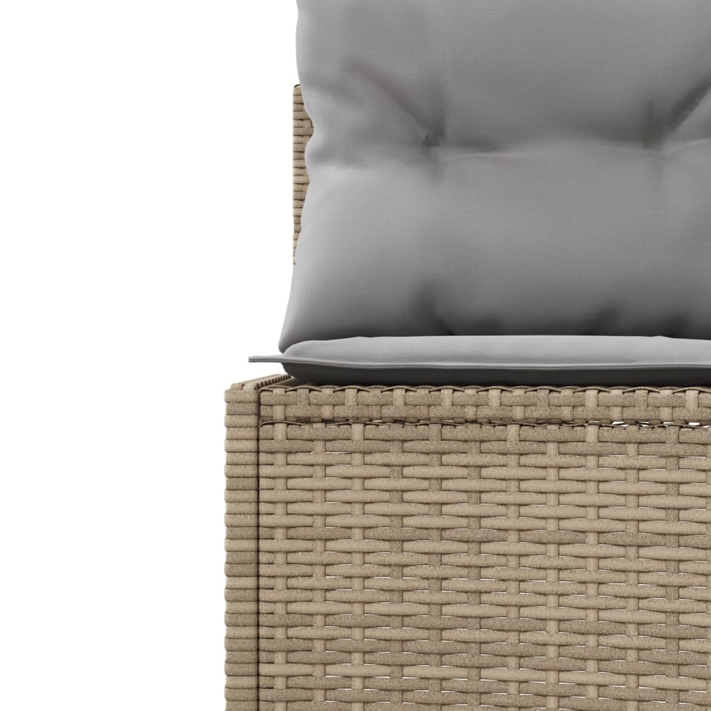 vidaXL Gartensofa mit Kissen Rund Beige Poly-Rattan
