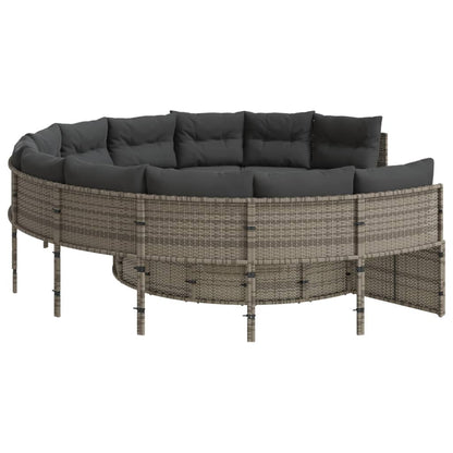 vidaXL Salon de jardin avec table et coussins Rond Gris Résine tressée