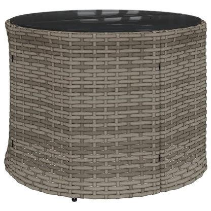vidaXL Salon de jardin avec table et coussins Rond Gris Résine tressée
