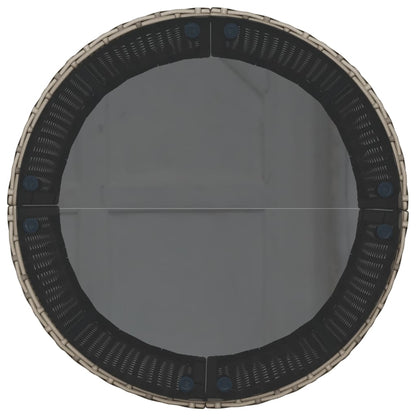 vidaXL Salon de jardin avec table et coussins Rond Gris Résine tressée