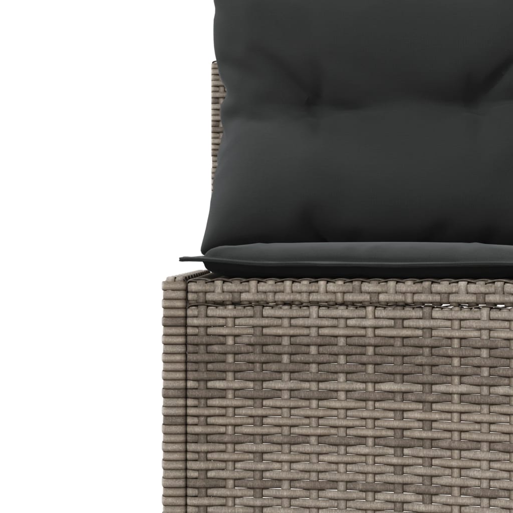 vidaXL Salon de jardin avec table et coussins Rond Gris Résine tressée