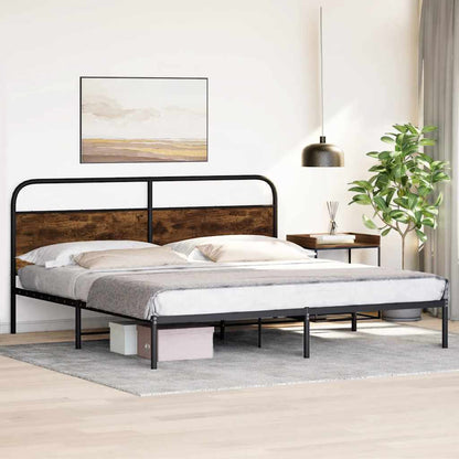 vidaXL Metallbett ohne Matratze Räuchereiche 200x200 cm