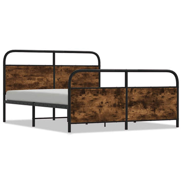 vidaXL Lit en métal sans matelas chêne fumé 160x200 cm