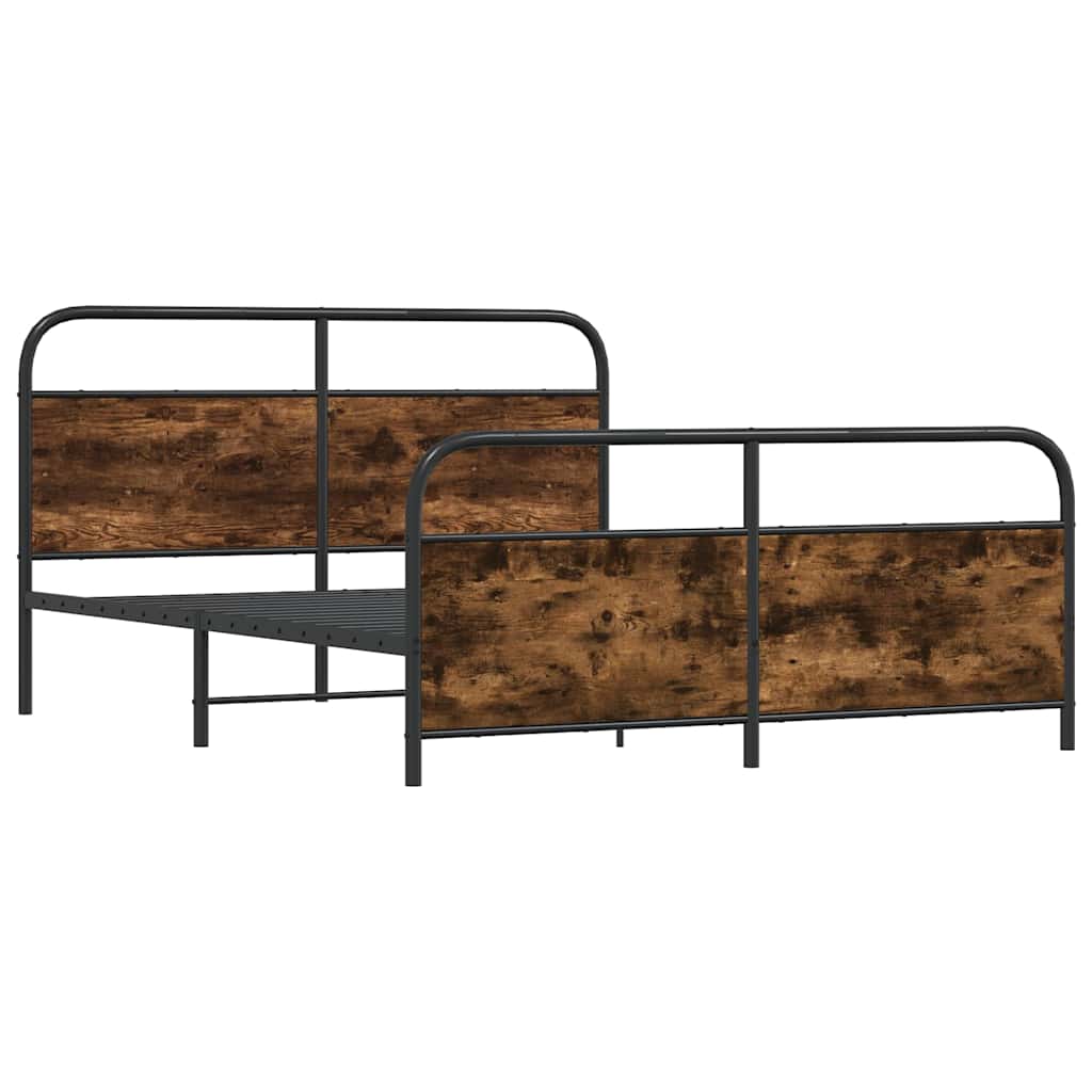 vidaXL Metallbett ohne Matratze Räuchereiche 160x200 cm