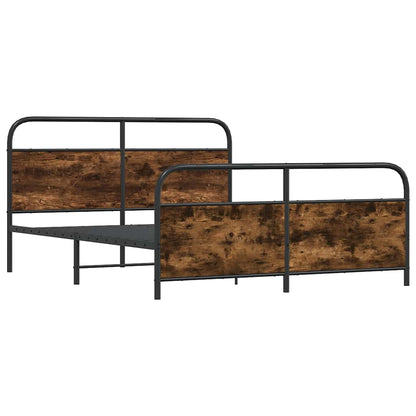 vidaXL Metallbett ohne Matratze Räuchereiche 160x200 cm