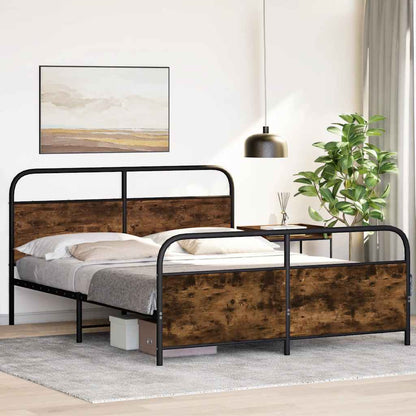 vidaXL Metallbett ohne Matratze Räuchereiche 160x200 cm