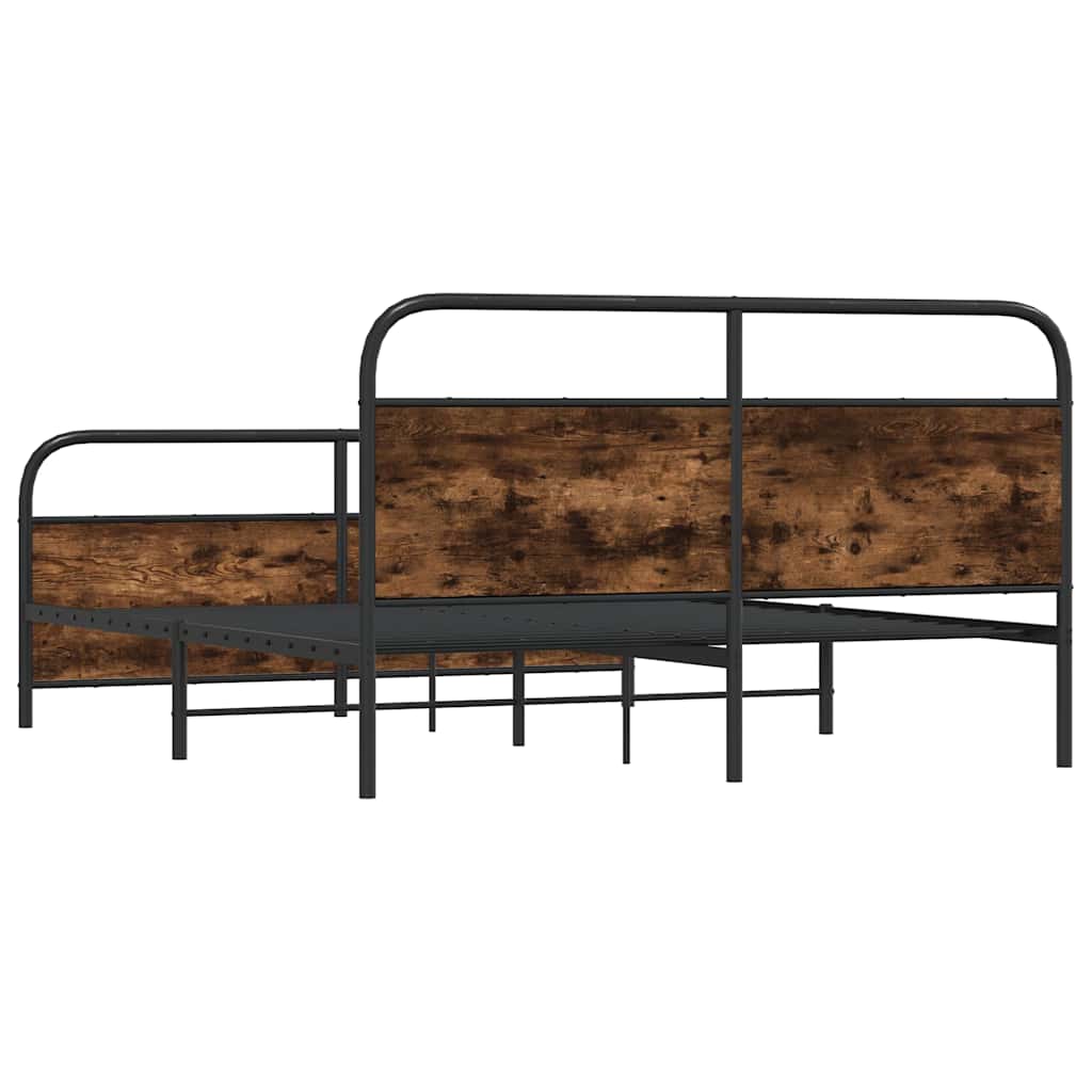 vidaXL Metallbett ohne Matratze Räuchereiche 160x200 cm
